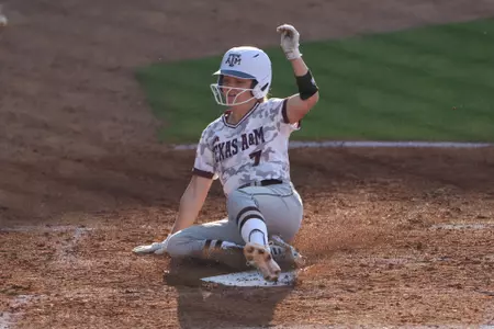 COLLEGE STATION, TX - April 12, 2023 - Outfielder Paige Lott #7 of Texas A&M Aggies during the game between the Louisiana Ragin' Cajuns and the Texas A&M Aggies at Davis Diamond in College Station, TX. Photo By Evan Pilat/Texas A&M Athletics