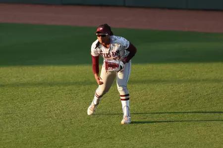 COLLEGE STATION, TX - April 12, 2023 - Outfielder Morgan Smith #23 of the Texas A&M Aggies during the game between the Louisiana Ragin' Cajuns and the Texas A&M Aggies at Davis Diamond in College Station, TX. Photo By Evan Pilat/Texas A&M Athletics