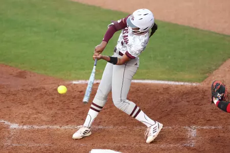 COLLEGE STATION, TX - April 12, 2023 - Outfielder Bre Warren #4 of the Texas A&M Aggies during the game between the Louisiana Ragin' Cajuns and the Texas A&M Aggies at Davis Diamond in College Station, TX. Photo By Evan Pilat/Texas A&M Athletics