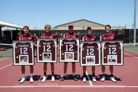 COLLEGE STATION, TX - April 16, 2023 - during the Men's Tennis game between the Auburn Tigers and the Texas A&M Aggies at Mitchell Tennis Center in College Station, TX. Photo By Craig Bisacre/Texas A&M Athletics