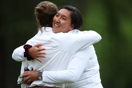 HOOVER, AL - April 16, 2023 - Lana Calibuso-Kwee of the Texas A&M Aggies during the SEC Women's Golf Championship finals between the Mississippi State Bulldogs and the Texas A&M Aggies at Greystone Golf and Country Club in Hoover, AL. Photo By Ethan Mito/Texas A&M Athletics