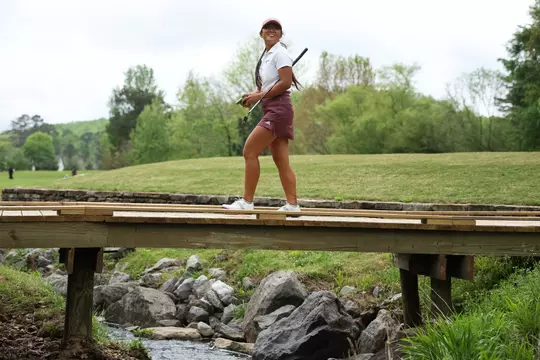 HOOVER, AL - April 16, 2023 - Jennie Park of the Texas A&M Aggies during the SEC Women's Golf Championship finals between the Mississippi State Bulldogs and the Texas A&M Aggies at Greystone Golf and Country Club in Hoover, AL. Photo By Ethan Mito/Texas A&M Athletics