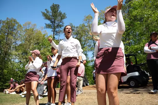 HOOVER, AL - April 16, 2023 - Texas A&M Aggies women's golf team during the SEC Women's Golf Championship finals between the Mississippi State Bulldogs and the Texas A&M Aggies at Greystone Golf and Country Club in Hoover, AL. Photo By Ethan Mito/Texas A&M Athletics