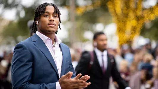 COLLEGE STATION, TX - October 29, 2022 - Defensive back Antonio Johnson #27 of the Texas A&M Aggies during the game between the Ole Miss Rebels and the Texas A&M Aggies at Kyle Field in College Station, TX. Photo By Brendall O'Banon/Texas A&M Athletics