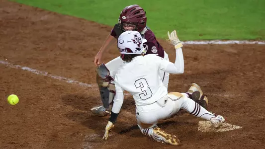 COLLEGE STATION, TX - April 08, 2023 - Infielder Koko Wooley #3 of the Texas A&M Aggies during the game between the Mississippi St. Bulldogs and the Texas A&M Aggies at Davis Diamond in College Station, TX. Photo By Evan Pilat/Texas A&M Athletics