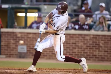 COLLEGE STATION, TX - May 12, 2023 - Outfielder Jace Laviolette #17 of the Texas A&M Aggies during the game between the Alabama Crimson Tide and the Texas A&M Aggies at Blue Bell Park in College Station, TX. Photo By Ethan Mito/Texas A&M Athletics