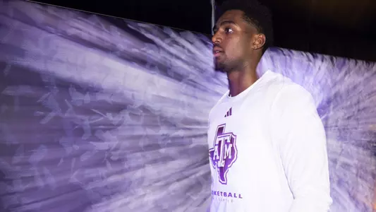 NASHVILLE, TN - March 10, 2023 - Forward Henry Coleman III #15 of the Texas A&M Aggies during the SEC MenÕs Basketball Tournament game between the Arkansas Razorbacks and the Texas A&M Aggies at Bridgestone Arena in Nashville, TN. Photo By Craig Bisacre/Texas A&M Athletics