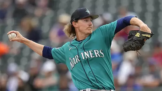 Bryce Miller pitches in a spring training game