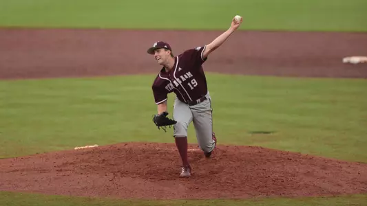 Troy Wansing hurls a left-handed pitch at the SEC Tournament
