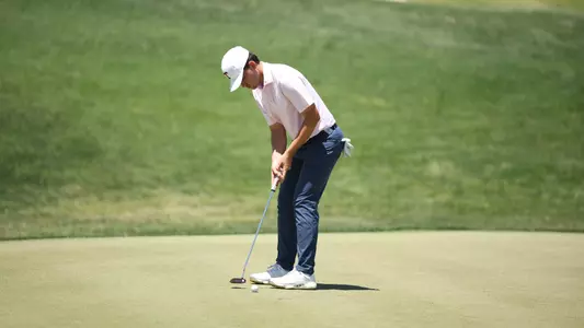 Daniel Rodrigues sinks a putt in the second round of the NCAA Championships at Grayhawk