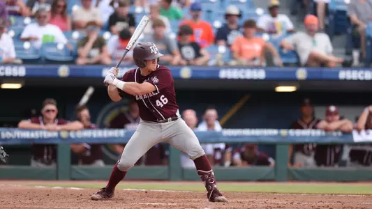 Max Kaufer awaits a pinch in the SEC Tournament championship game against Vanderbilt
