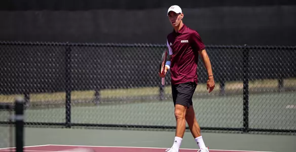 COLLEGE STATION, TX - April 16, 2023 - during the Men's Tennis game between the Auburn Tigers and the Texas A&M Aggies at Mitchell Tennis Center in College Station, TX. Photo By Craig Bisacre/Texas A&M Athletics