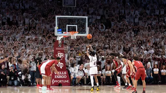 COLLEGE STATION, TX - March 04, 2023 - Guard Wade Taylor IV #4 of the Texas A&M Aggies during the game between the Alabama Crimson Tide and the Texas A&M Aggies at Reed Arena in College Station, TX. Photo By Evan Pilat/Texas A&M Athletics