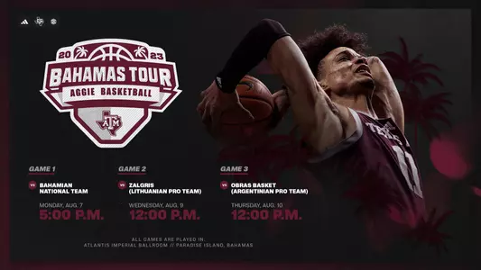 Men's basketball bahamas tour information graphic.