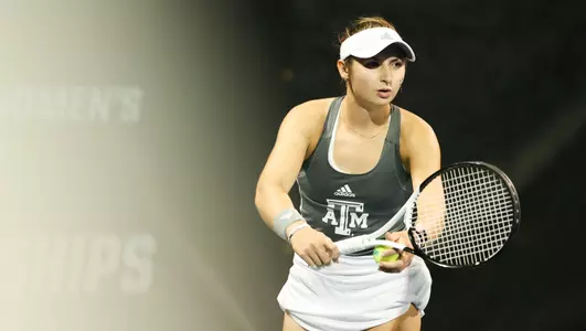 ORLANDO, FL - May 17, 2023 - Mary Stoiana of the Texas A&M Aggies during the match between the Stanford Cardinals and the Texas Aggies at the Division 1 WomenÕs Tennis NCAA Championships in Orlando, FL. Photo By Hayden Carroll/Texas A&M Athletics