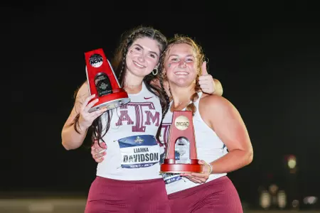 AUSTIN, TX - June 08, 2023 - Lianna Davidson of the Texas A&M Aggies and Katelyn Fairchild of the Texas A&M Aggies during day 2 of the NCAA Outdoor Track and Field Championships at Mike A. Myers Stadium in Austin, Texas. Photo By Aiden Shertzer/Texas A&M Athletics