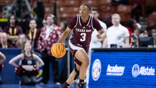 GREENVILLE, SC - March 03, 2023 - Guard Tineya Hylton #3 of the Texas A&M Aggies during the SEC Tournament game between the Ole Miss Rebels and the Texas A&M Aggies at Bon Secours Wellness Arena in Greenville, SC. Photo By Ethan Mito/Texas A&M Athletics