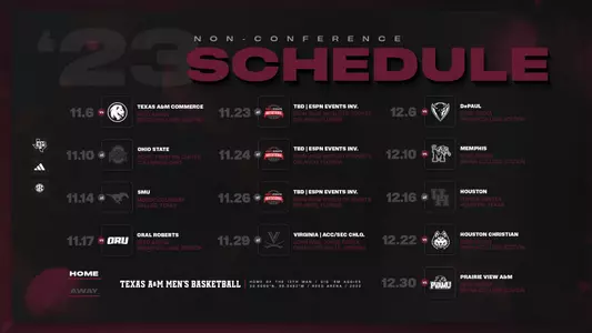 2023 Men's Basketball Non-Conference Schedule Graphic