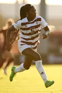 COLLEGE STATION, TX - August 17, 2023 - Forward MaKhiya McDonald #5 of the Texas A&M Aggies during the game between the Florida State Seminoles and the Texas A&M Aggies at Ellis Field in College Station, TX. Photo By Ethan Mito/Texas A&M Athletics
