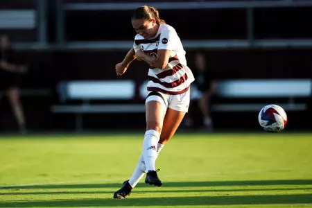 COLLEGE STATION, TX - August 17, 2023 - Midfielder/Defender Mia Pante #13 of the Texas A&M Aggies during the game between the Florida State Seminoles and the Texas A&M Aggies at Ellis Field in College Station, TX. Photo By Craig Bisacre/Texas A&M Athletics