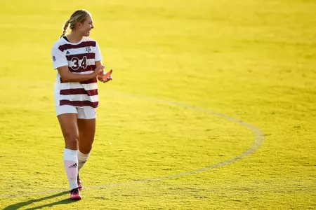 COLLEGE STATION, TX - August 17, 2023 - Defender/Midfielder Quinn Cornog #34 of the Texas A&M Aggies during the game between the Florida State Seminoles and the Texas A&M Aggies at Ellis Field in College Station, TX. Photo By Ethan Mito/Texas A&M Athletics