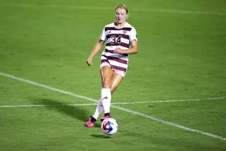 COLLEGE STATION, TX - August 17, 2023 - Defender/Midfielder Quinn Cornog #34 of the Texas A&M Aggies during the game between the Florida State Seminoles and the Texas A&M Aggies at Ellis Field in College Station, TX. Photo By Craig Bisacre/Texas A&M Athletics