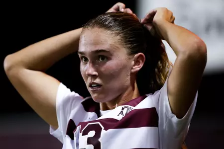 COLLEGE STATION, TX - August 17, 2023 - Midfielder/Defender Mia Pante #13 of the Texas A&M Aggies during the game between the Florida State Seminoles and the Texas A&M Aggies at Ellis Field in College Station, TX. Photo By Ethan Mito/Texas A&M Athletics