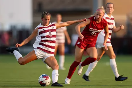 COLLEGE STATION, TX - August 20, 2023 - Midfielder/Defender Adysen Armenta #4 of the Texas A&M Aggies during the game between the Washington State Cougars and the Texas A&M Aggies at Ellis Field in College Station, TX. Photo By Brendall O'Banon/Texas A&M Athletics