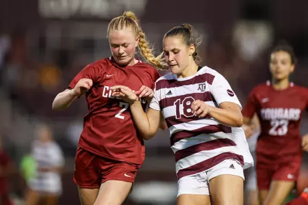 COLLEGE STATION, TX - August 20, 2023 - Defender Macy Matula #18 of the Texas A&M Aggies during the game between the Washington State Cougars and the Texas A&M Aggies at Ellis Field in College Station, TX. Photo By Brendall O'Banon/Texas A&M Athletics