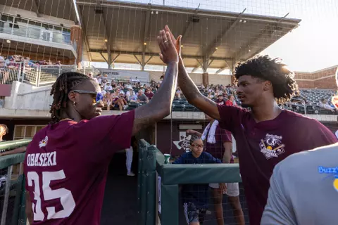 COLLEGE STATION, TX - August 04, 2023 - during Men’s Basketball Buzz’s Bunch Softball Event at David Diamond in College Station, TX. Photo By Craig Bisacre/Texas A&M Athletics