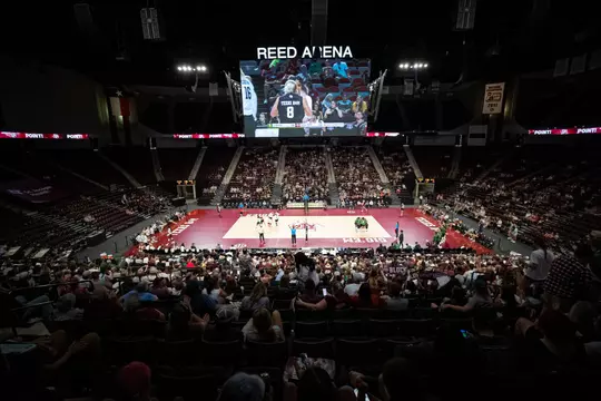COLLEGE STATION, TX - August 19, 2023 - Wide shot during the game between the Baylor Bears and the Texas A&M Aggies at Reed Arena in College Station, TX. Photo By Brendall O'Banon/Texas A&M Athletics