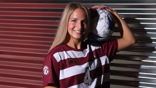 Adysen Armenta poses with a soccer ball