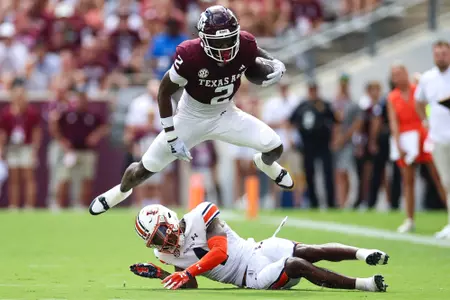 COLLEGE STATION, TX - September 23, 2023 - Running back Rueben Owens #2 of the Texas A&M Aggies during the game between the Auburn Tigers and the Texas A&M Aggies at Kyle Field in College Station, TX. Photo By Rachel Mahan/Texas A&M Athletics