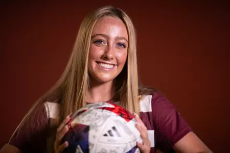COLLEGE STATION, TX - July 20, 2023 - Midfielder Grace Ivey #10 of the Texas A&M Aggies during Texas A&M Aggies Soccer photo day in College Station, TX. Photo By Evan Pilat/Texas A&M Athletics