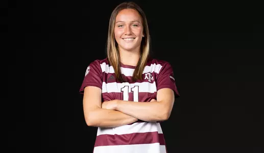 COLLEGE STATION, TX - July 20, 2023 - Forward Sammy Smith #11 of the Texas A&M Aggies during Texas A&M Aggies Soccer photo day in College Station, TX. Photo By Aiden Shertzer/Texas A&M Athletics