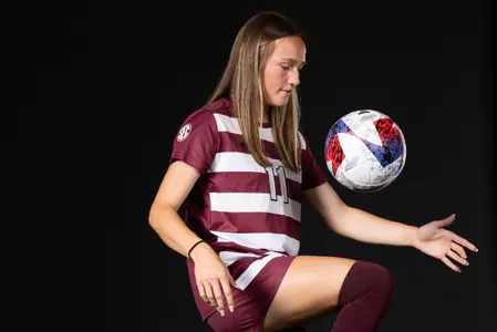 COLLEGE STATION, TX - July 20, 2023 - Forward Sammy Smith #11 of the Texas A&M Aggies during Texas A&M Aggies Soccer photo day in College Station, TX. Photo By Aiden Shertzer/Texas A&M Athletics