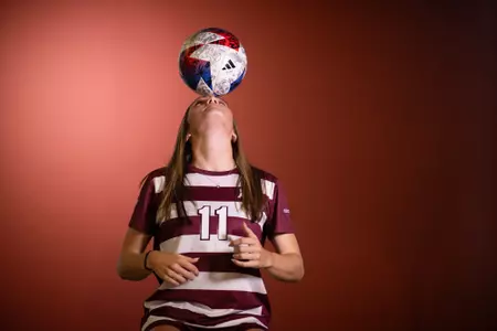 COLLEGE STATION, TX - July 20, 2023 - Forward Sammy Smith #11 of the Texas A&M Aggies during Texas A&M Aggies Soccer photo day in College Station, TX. Photo By Evan Pilat/Texas A&M Athletics