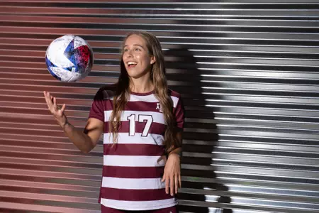 COLLEGE STATION, TX - July 20, 2023 - Forward/Defender Lauren Geczik #17 of the Texas A&M Aggies during Texas A&M Aggies Soccer photo day in College Station, TX. Photo By Evan Pilat/Texas A&M Athletics