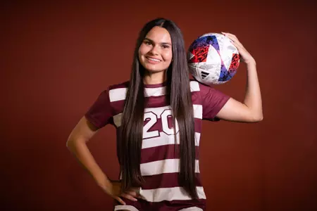 COLLEGE STATION, TX - July 20, 2023 - Defender Olivia Fetzer #20 of the Texas A&M Aggies during Texas A&M Aggies Soccer photo day in College Station, TX. Photo By Evan Pilat/Texas A&M Athletics
