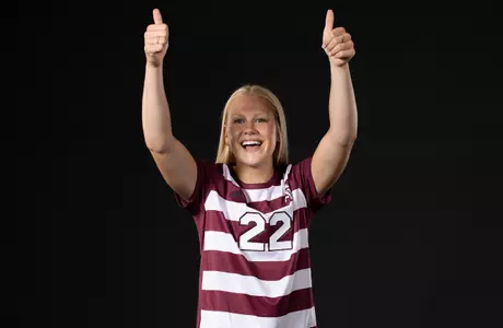 COLLEGE STATION, TX - July 20, 2023 - Defender Margo Matula #22 of the Texas A&M Aggies during Texas A&M Aggies Soccer photo day in College Station, TX. Photo By Aiden Shertzer/Texas A&M Athletics