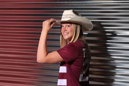COLLEGE STATION, TX - July 20, 2023 - Defender Margo Matula #22 of the Texas A&M Aggies during Texas A&M Aggies Soccer photo day in College Station, TX. Photo By Evan Pilat/Texas A&M Athletics