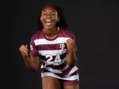 COLLEGE STATION, TX - July 20, 2023 - Forward Taylor Jernigan #24 of the Texas A&M Aggies during Texas A&M Aggies Soccer photo day in College Station, TX. Photo By Aiden Shertzer/Texas A&M Athletics