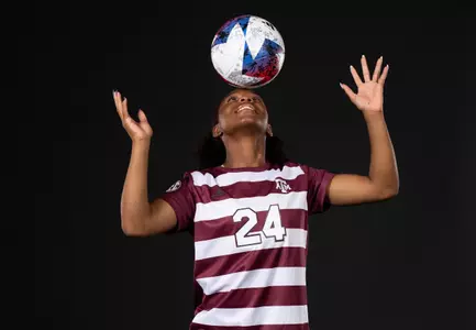 COLLEGE STATION, TX - July 20, 2023 - Forward Taylor Jernigan #24 of the Texas A&M Aggies during Texas A&M Aggies Soccer photo day in College Station, TX. Photo By Aiden Shertzer/Texas A&M Athletics