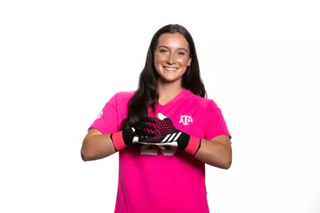 COLLEGE STATION, TX - July 20, 2023 - Goalkeeper Grace McClellan #25 of the Texas A&M Aggies during Texas A&M Aggies Soccer photo day in College Station, TX. Photo By Ethan Mito/Texas A&M Athletics