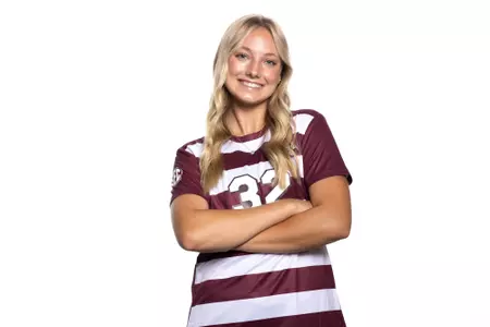 COLLEGE STATION, TX - July 20, 2023 - Midfielder Ella Goodwin #32 of the Texas A&M Aggies during Texas A&M Aggies Soccer photo day in College Station, TX. Photo By Ethan Mito/Texas A&M Athletics