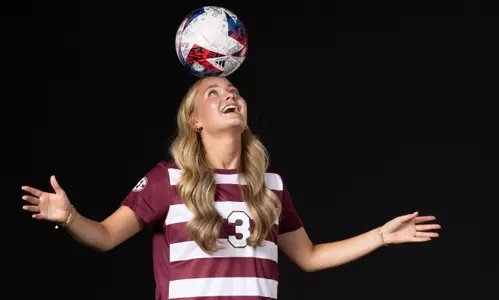 COLLEGE STATION, TX - July 20, 2023 - Defender Bella James #3 of the Texas A&M Aggies during Texas A&M Aggies Soccer photo day in College Station, TX. Photo By Aiden Shertzer/Texas A&M Athletics