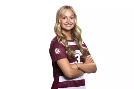 COLLEGE STATION, TX - July 20, 2023 - Defender Bella James #3 of the Texas A&M Aggies during Texas A&M Aggies Soccer photo day in College Station, TX. Photo By Ethan Mito/Texas A&M Athletics