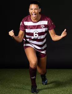 COLLEGE STATION, TX - July 20, 2023 - Forward/Midfielder Andersen Williams #6 of the Texas A&M Aggies during Texas A&M Aggies Soccer photo day in College Station, TX. Photo By Aiden Shertzer/Texas A&M Athletics