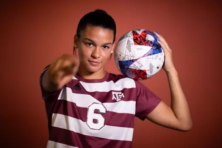 COLLEGE STATION, TX - July 20, 2023 - Forward/Midfielder Andersen Williams #6 of the Texas A&M Aggies during Texas A&M Aggies Soccer photo day in College Station, TX. Photo By Evan Pilat/Texas A&M Athletics