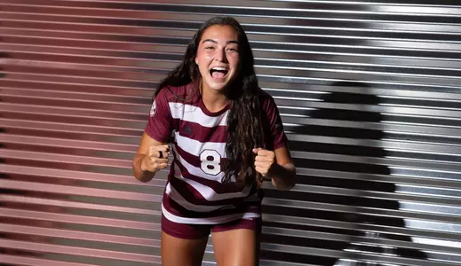 COLLEGE STATION, TX - July 20, 2023 - Forward Maile Hayes #8 of the Texas A&M Aggies during Texas A&M Aggies Soccer photo day in College Station, TX. Photo By Evan Pilat/Texas A&M Athletics